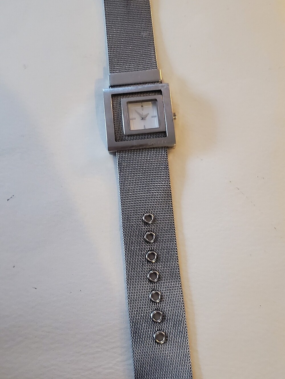 DKNY Vintage Square Face Mesh Band Watch